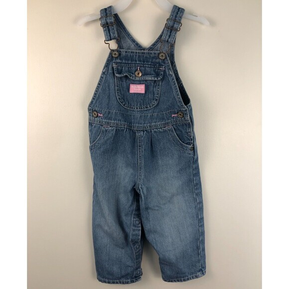 Oshkosh Bgosh Overalls Toddler 18 Months Girls Light Denim USA Vintage Vestbak